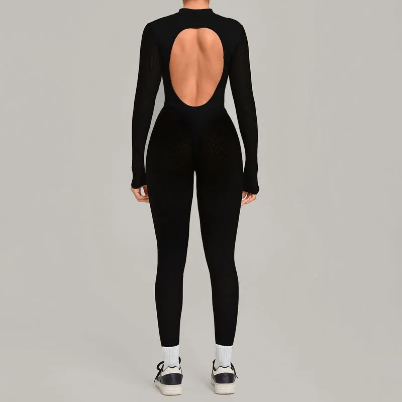 Enterizo de yoga para mujer, suave y de manga larga, ropa deportiva elástica, body de yoga FGBQS7802