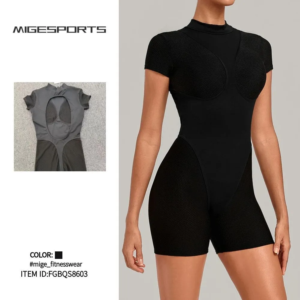 Conjunto de ropa deportiva para yoga y fitness: leggings de secado rápido y mono corto de una pieza para mujer (modelo FGBQS8603)