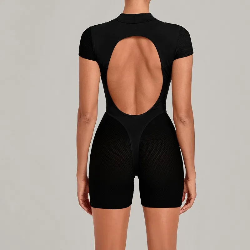 Conjunto de ropa deportiva para yoga y fitness: leggings de secado rápido y mono corto de una pieza para mujer (modelo FGBQS8603)