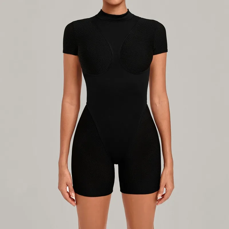 Conjunto de ropa deportiva para yoga y fitness: leggings de secado rápido y mono corto de una pieza para mujer (modelo FGBQS8603)