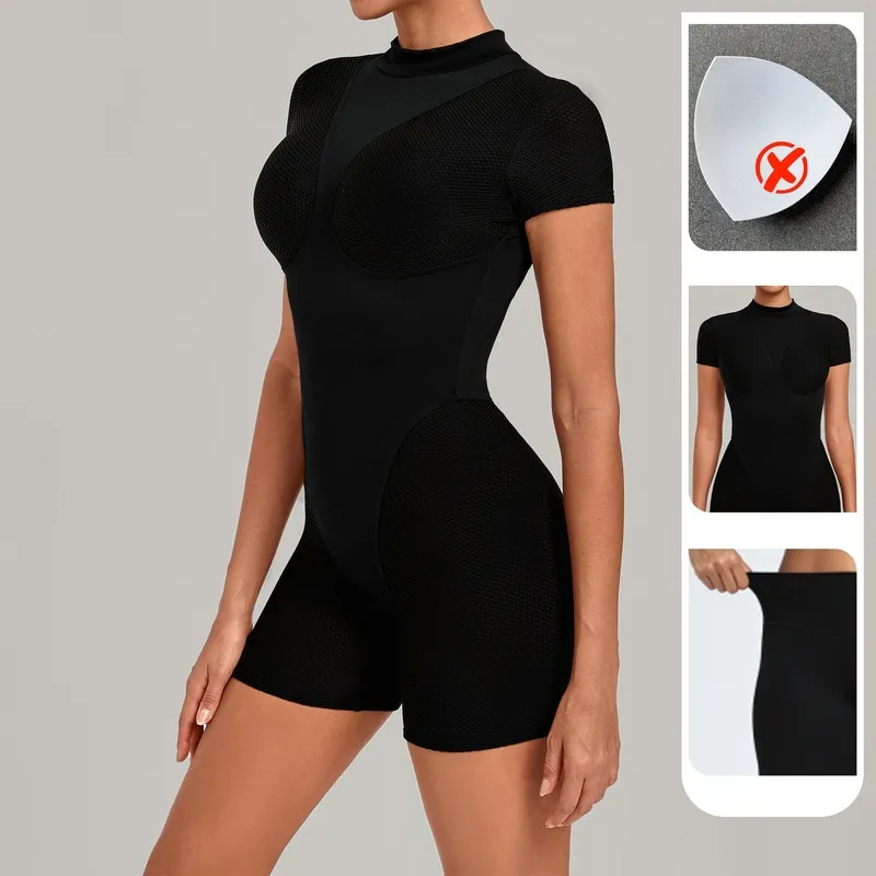 Conjunto de ropa deportiva para yoga y fitness: leggings de secado rápido y mono corto de una pieza para mujer (modelo FGBQS8603)
