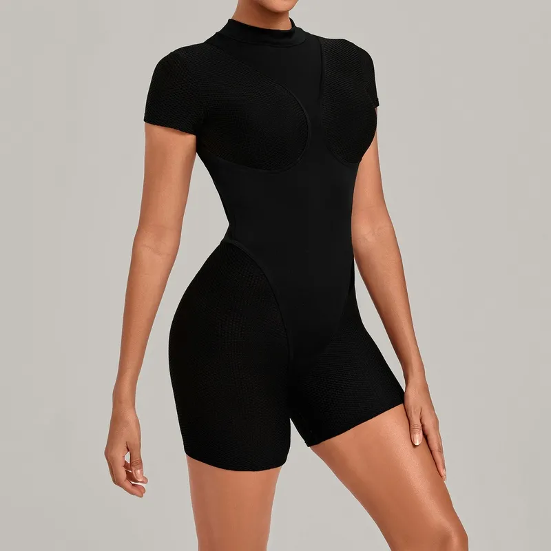 Conjunto de ropa deportiva para yoga y fitness: leggings de secado rápido y mono corto de una pieza para mujer (modelo FGBQS8603)