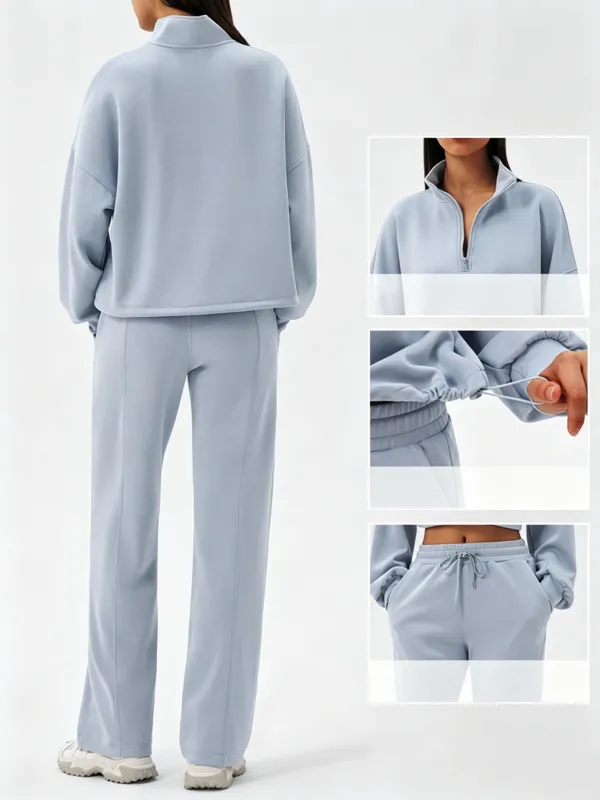 Conjunto deportivo de yoga de 2 piezas para mujer: top de manga larga en color liso y cómodo (FGBYEL42553+42311)