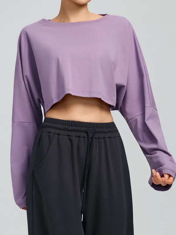 Prenda deportiva versátil de manga larga para mujer, transpirable y de color liso (FGBYEL62536)