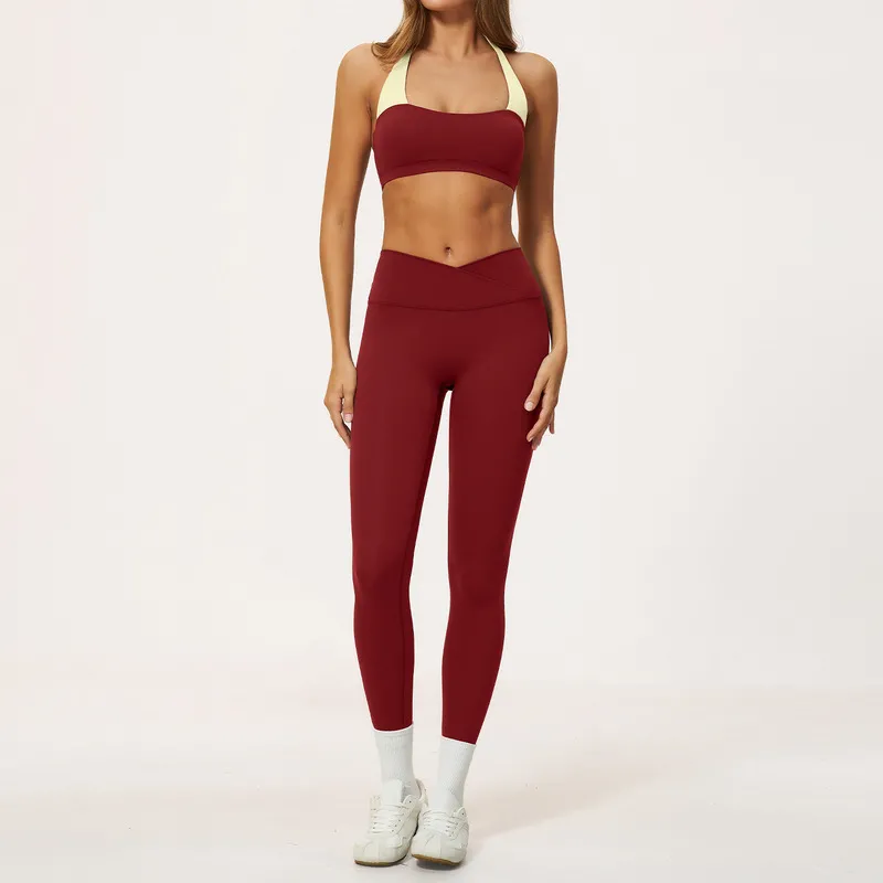 Sujetador halter rojo retro + leggings
