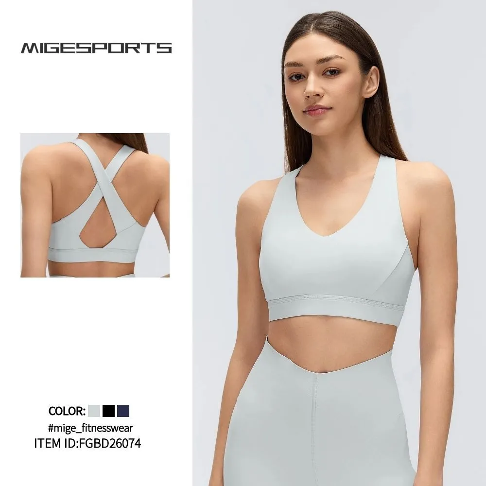 Sujetador deportivo de yoga para mujer: transpirable, con soporte, ligero, de elastano y con relleno (modelo FGBD26074)