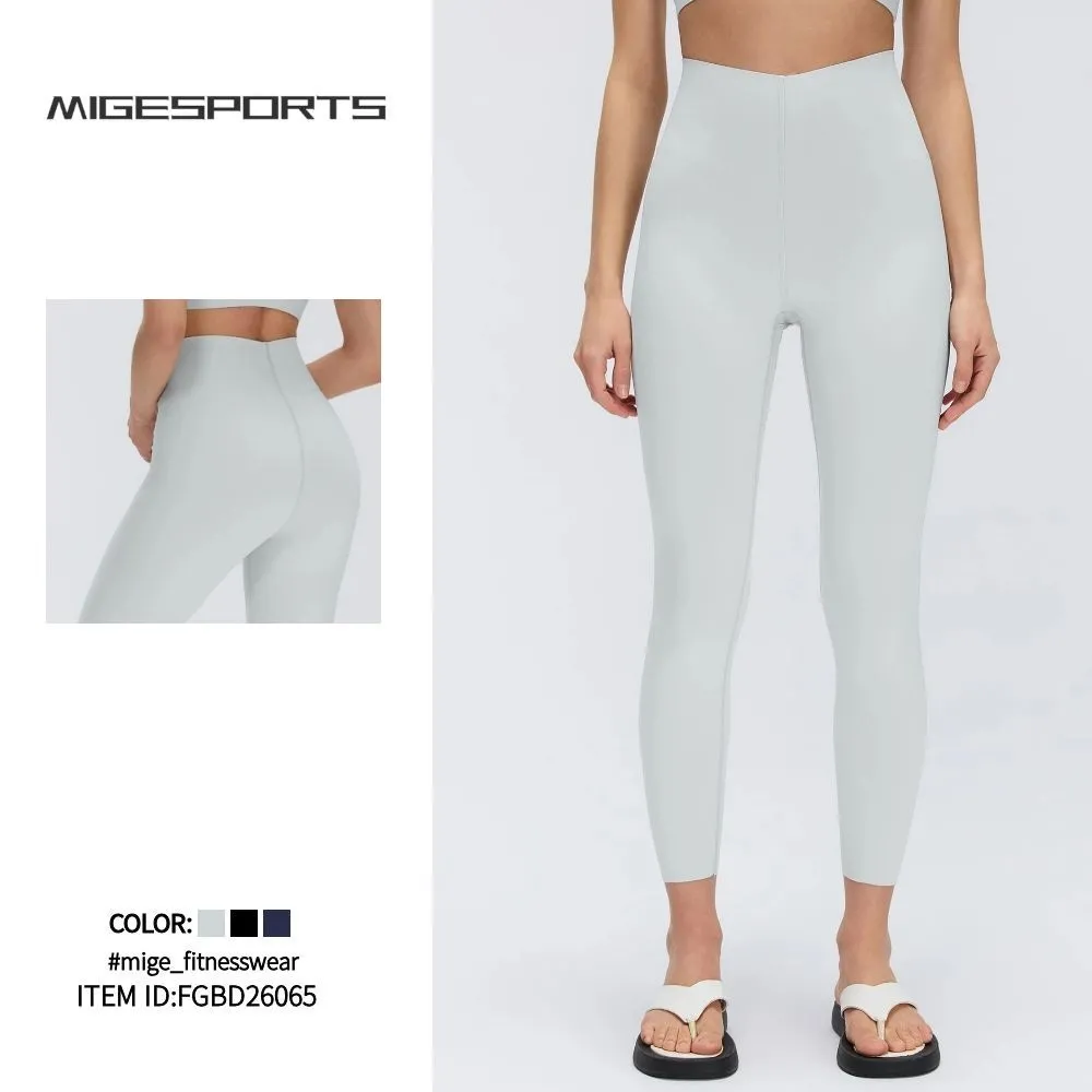 Mallas de Yoga de cintura alta para mujer, Control de barriga sólido, ligero, transpirable, de secado rápido, deporte, gimnasio FGBD26065