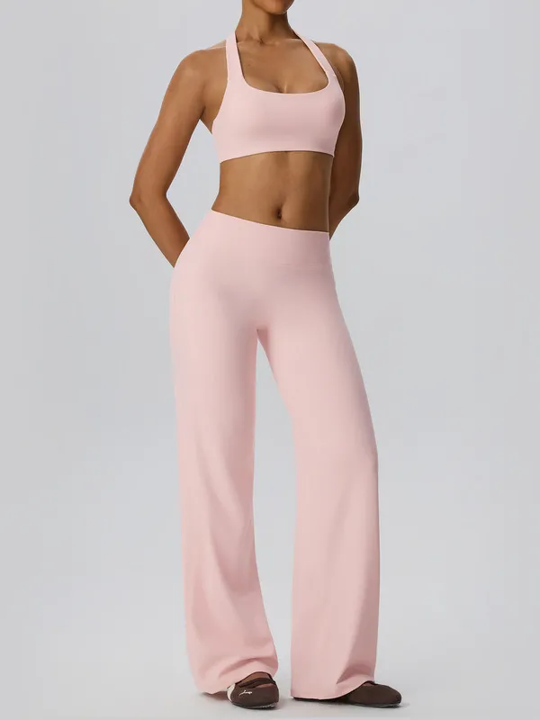 Conjunto de yoga para mujer en tejido de alta elasticidad; conjunto de entrenamiento ajustado, transpirable y de secado rápido para gimnasio (FGBYEL62768+62345)