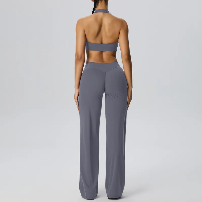 Conjunto de yoga para mujer en tejido de alta elasticidad; conjunto de entrenamiento ajustado, transpirable y de secado rápido para gimnasio (FGBYEL62768+62345)