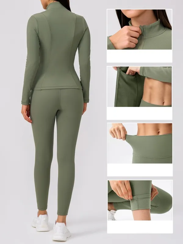 Conjunto de ropa deportiva para mujer: chaqueta de manga larga y pantalones de cintura alta (modelo FGBYEL22619+22382)