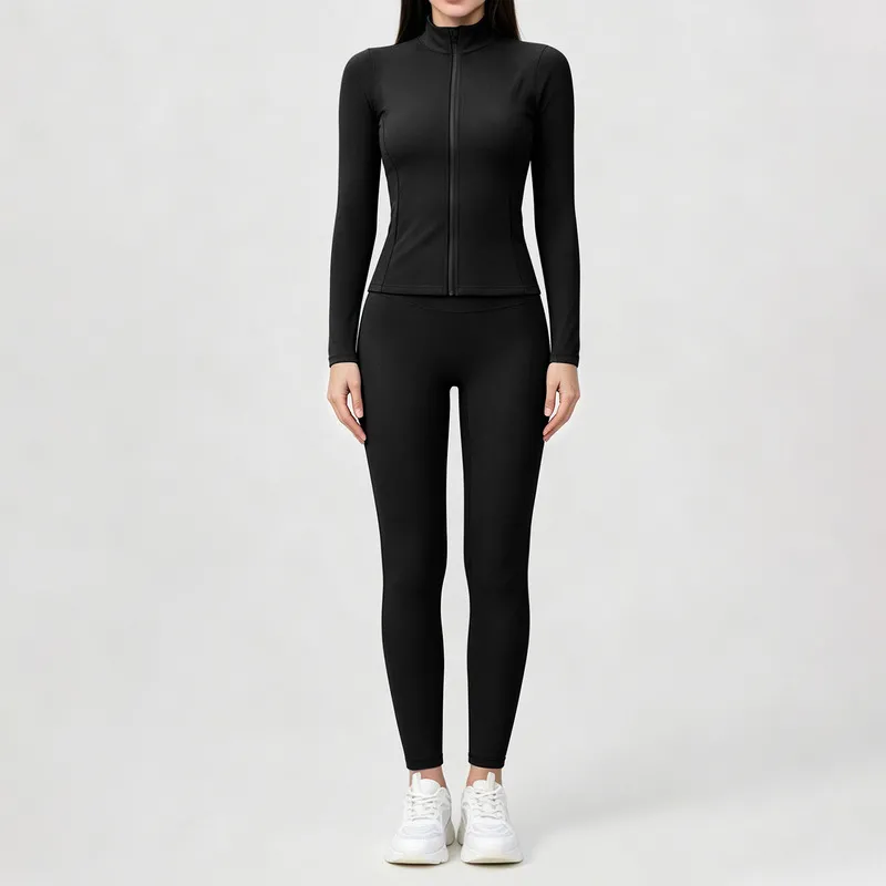 Conjunto de ropa deportiva para mujer: chaqueta de manga larga y pantalones de cintura alta (modelo FGBYEL22619+22382)