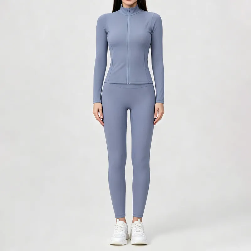 Conjunto de ropa deportiva para mujer: chaqueta de manga larga y pantalones de cintura alta (modelo FGBYEL22619+22382)