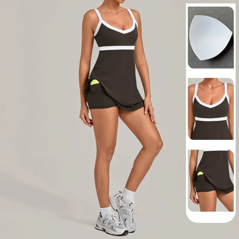 Vestido de tenis para mujer y chica, ropa deportiva para tenis y golf con pantalones cortos (modelo FGBQS3591)