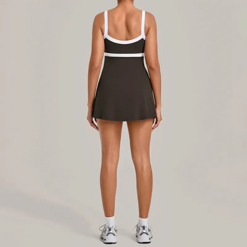 Vestido de tenis para mujer y chica, ropa deportiva para tenis y golf con pantalones cortos (modelo FGBQS3591)