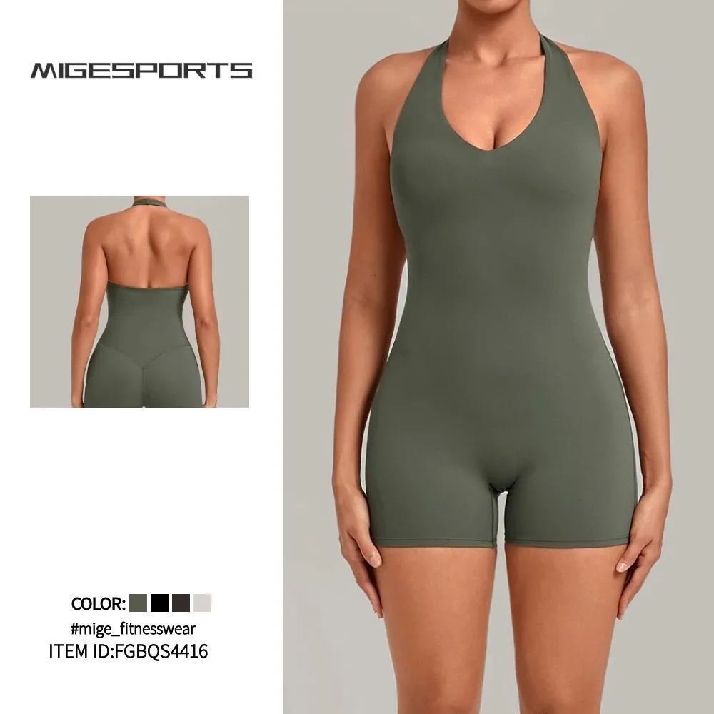 Mono de yoga de una pieza para mujer, transpirable, de secado rápido y con espalda abierta (modelo FGBQS4416)