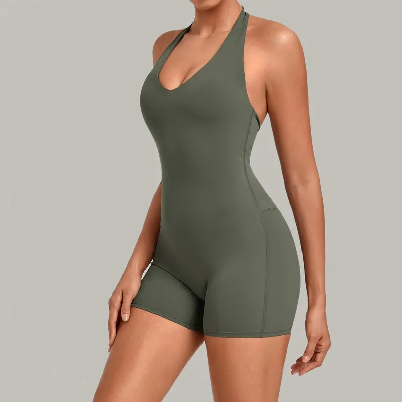 Mono de yoga de una pieza para mujer, transpirable, de secado rápido y con espalda abierta (modelo FGBQS4416)