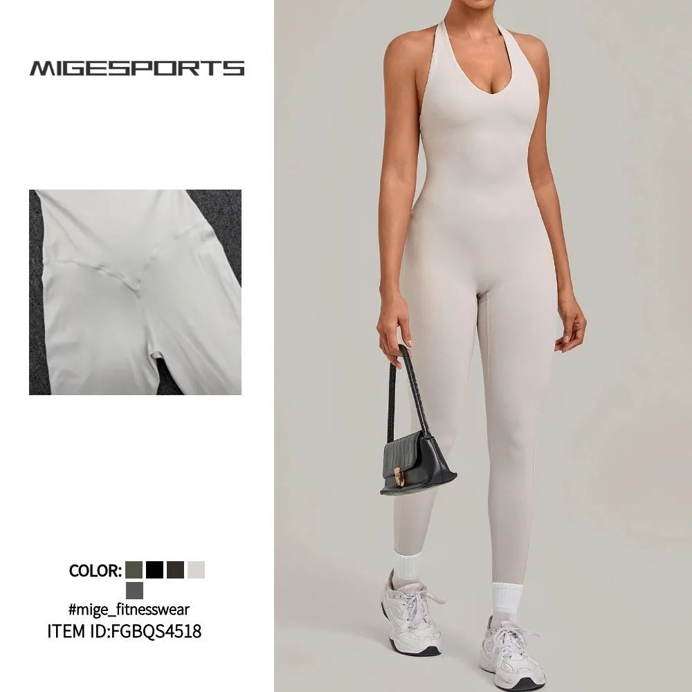 Mono deportivo de una pieza para mujer: ideal para yoga, entrenamiento, fitness, ballet, danza, running y gimnasio (Modelo FGBQS4518)