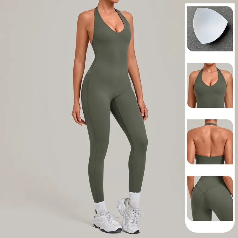 Mono deportivo de una pieza para mujer: ideal para yoga, entrenamiento, fitness, ballet, danza, running y gimnasio (Modelo FGBQS4518)