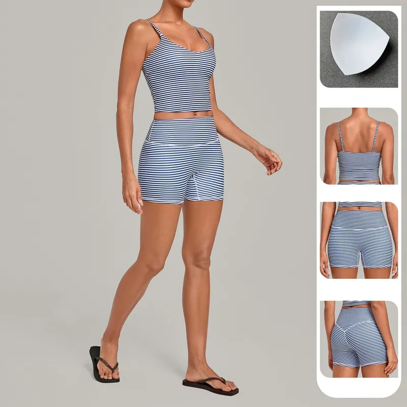 Conjunto deportivo para mujer (camiseta sin mangas y pantalones cortos) para gimnasio, fitness y yoga; tejido de secado rápido, ideal para correr y actividades al aire libre (modelo FGBQS7116+1571)