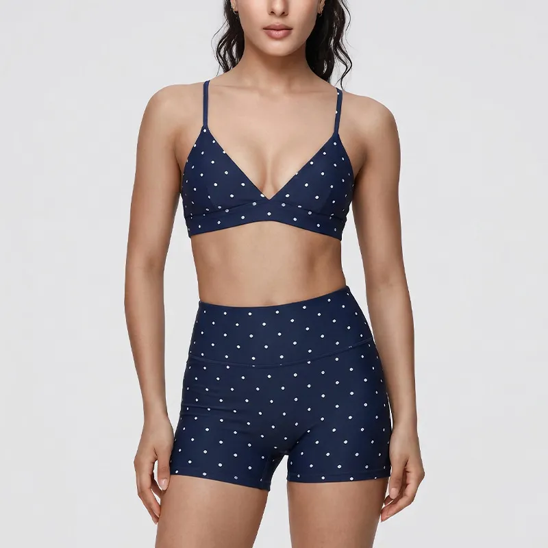 Conjunto de sujetador y shorts azul marino
