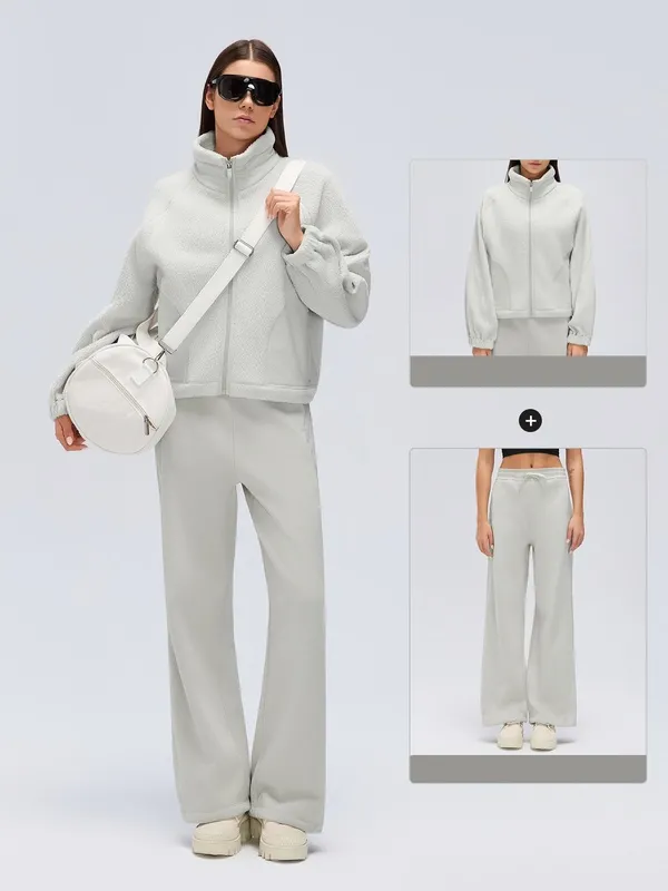 Conjunto deportivo para mujer (otoño-invierno): chaqueta de manga larga con cremallera completa y pantalones de pierna ancha – FGBD26121+D26122