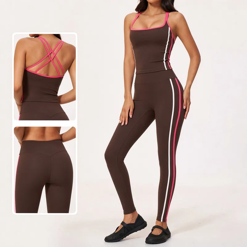 Conjunto de yoga para mujer de 6 piezas, set deportivo con cintura elástica para fitness y yoga, modelo FGBTZ2578