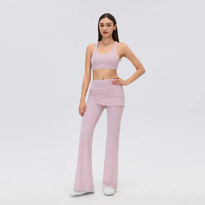 Conjunto de yoga para mujer, conjunto de dos piezas de cintura alta para actividades al aire libre o uso casual, ideal para pilates, entrenamiento y ejercicio físico (FGBD26141+D26142)