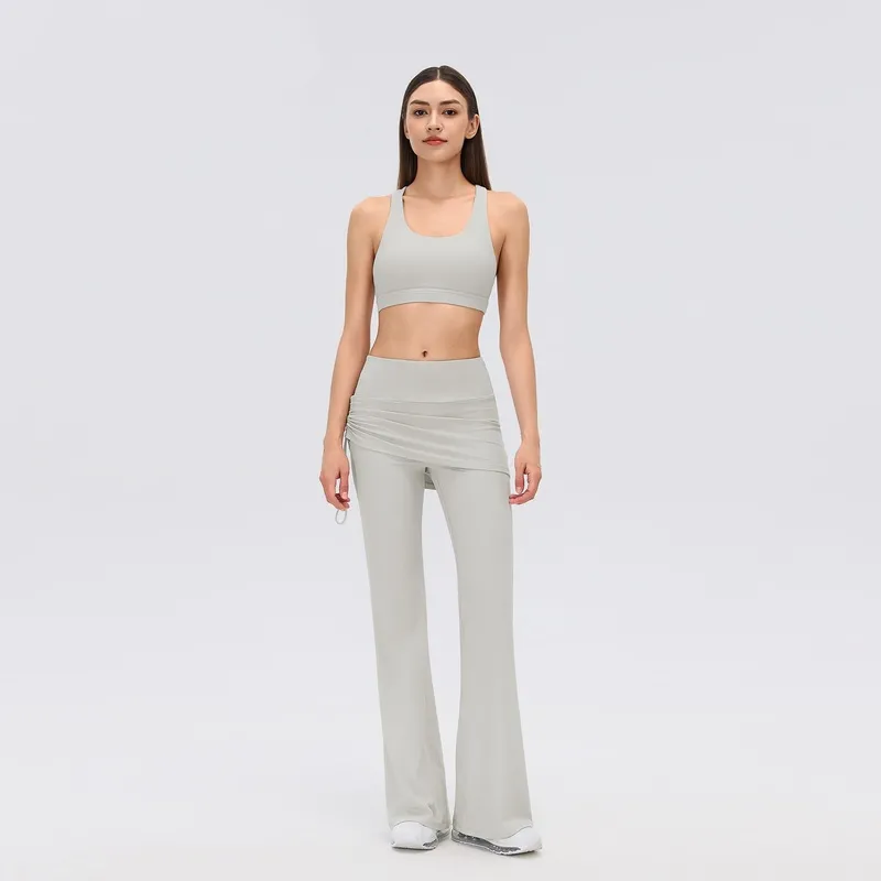 Conjunto de yoga para mujer, conjunto de dos piezas de cintura alta para actividades al aire libre o uso casual, ideal para pilates, entrenamiento y ejercicio físico (FGBD26141+D26142)