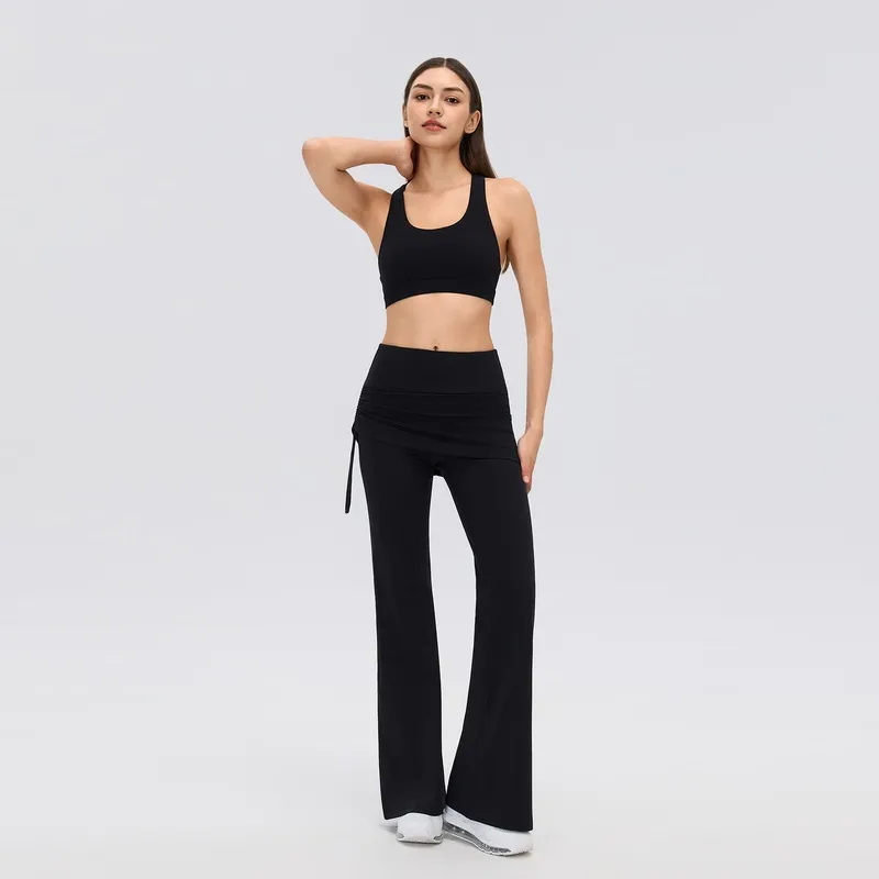 Conjunto de yoga para mujer, conjunto de dos piezas de cintura alta para actividades al aire libre o uso casual, ideal para pilates, entrenamiento y ejercicio físico (FGBD26141+D26142)