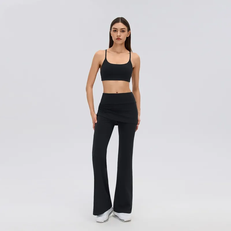 Conjunto deportivo de yoga: pantalón acampanado y top, conjunto de dos piezas para gimnasio y yoga, diseñado para lucir una espalda hermosa (FGBD26140+D26142)