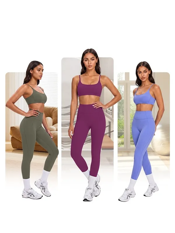Conjuntos de yoga de 2 piezas para mujer, con cintura alta, transpirables y ligeros, para entrenamiento en el gimnasio (FGBKD245WCB210+KD245WCL006)