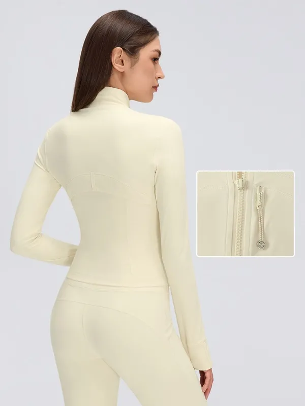 Chaqueta deportiva para mujer, transpirable y entallada, de manga larga con aberturas para los pulgares, ideal para correr, gimnasio, fitness y entrenamiento (FGBD26161)
