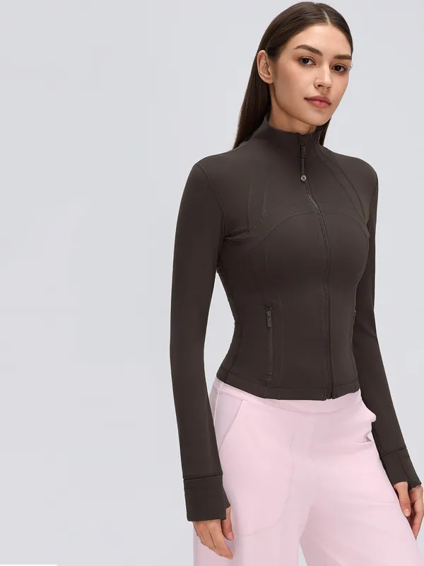 Chaqueta deportiva para mujer, transpirable y entallada, de manga larga con aberturas para los pulgares, ideal para correr, gimnasio, fitness y entrenamiento (FGBD26161)