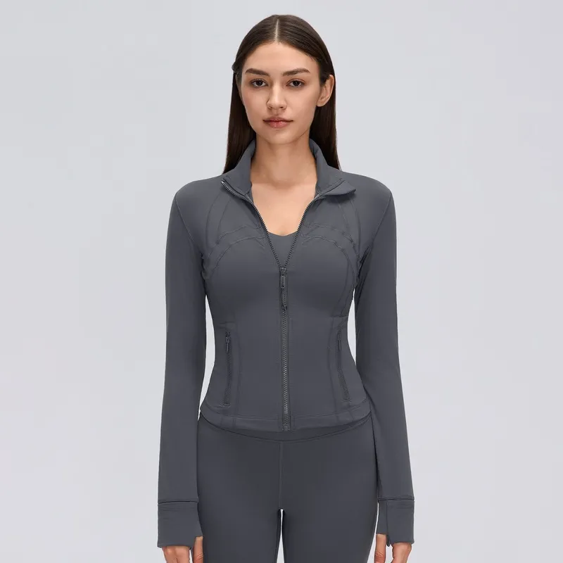 Chaqueta deportiva para mujer, transpirable y entallada, de manga larga con aberturas para los pulgares, ideal para correr, gimnasio, fitness y entrenamiento (FGBD26161)
