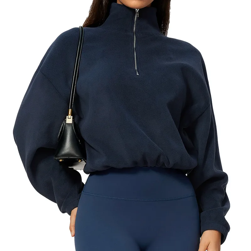 Sudadera polar informal de manga larga para mujer, con cremallera y cordón ajustable FGBFWT3619
