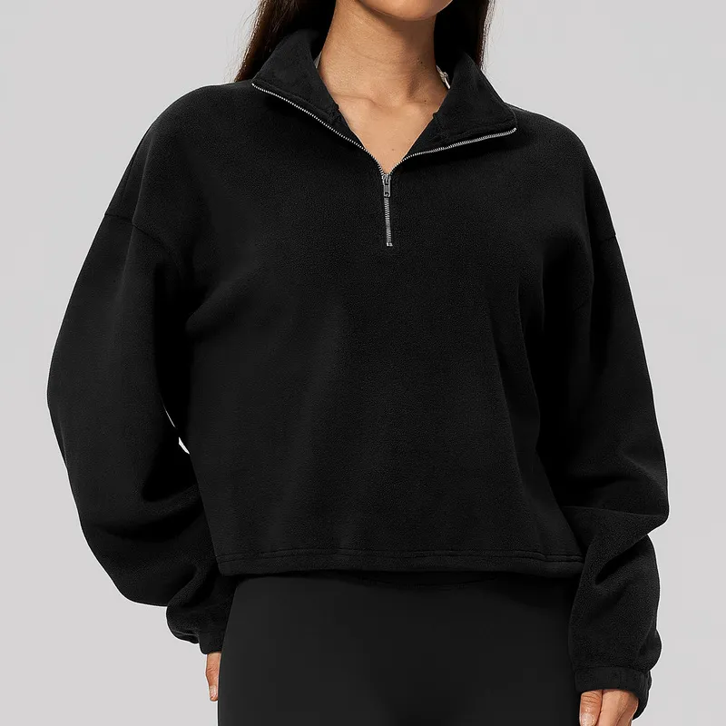 Sudadera polar informal de manga larga para mujer, con cremallera y cordón ajustable FGBFWT3619