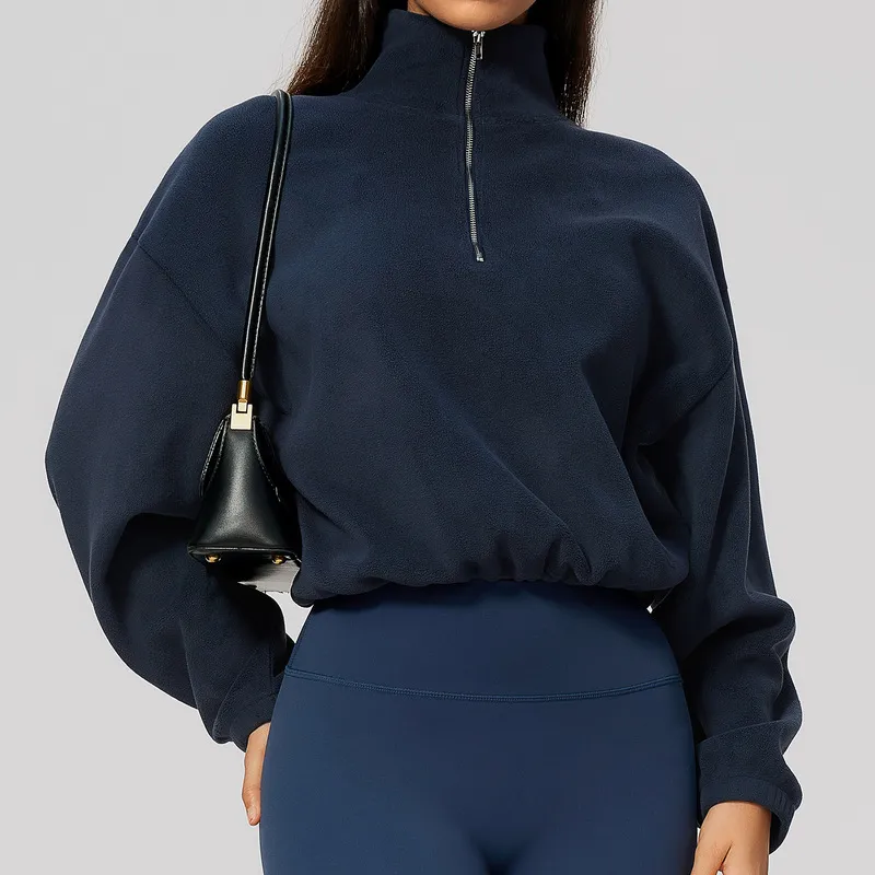 Sudadera polar informal de manga larga para mujer, con cremallera y cordón ajustable FGBFWT3619