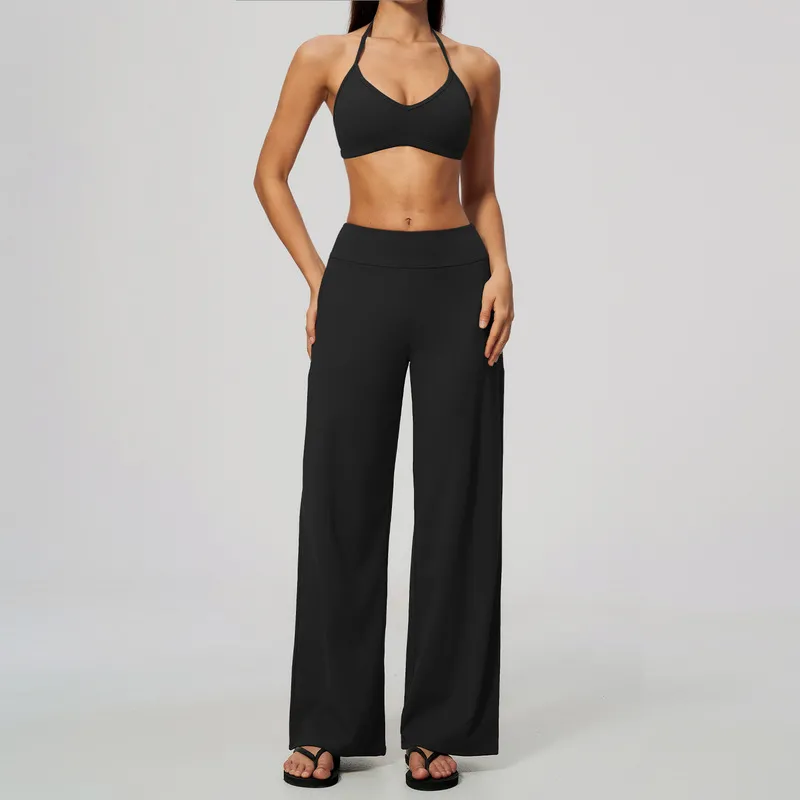 Conjunto de yoga para mujer, conjunto deportivo de 2 piezas para gimnasio y fitness, de color liso, transpirable, elástico y ligero (FGBTZ5555)